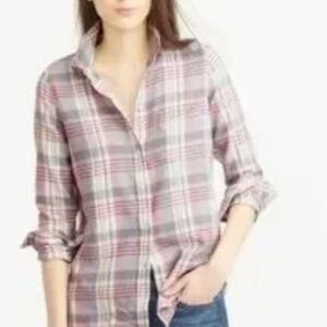 J. Crew Pink and Gray Plaid Butt9n Down Shirt Size S